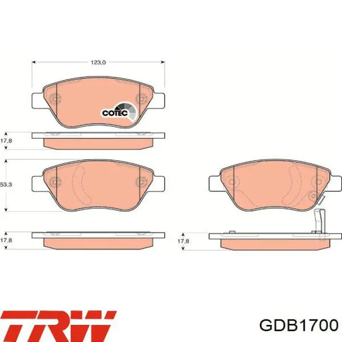 Comprar GDB1700 TRW Pastillas delanteras de freno