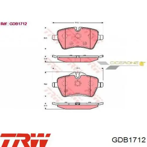 Comprar GDB1712 TRW Pastillas delanteras de freno