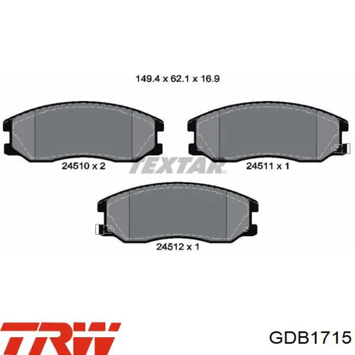 Pastillas de freno GDB1715 TRW
