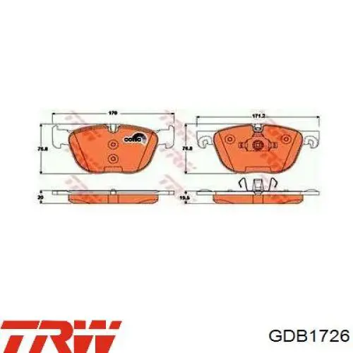 Comprar GDB1726 TRW Pastillas delanteras de freno