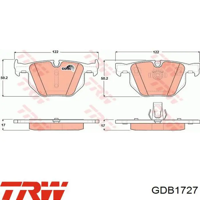 Comprar GDB1727 TRW Pastillas de freno traseras