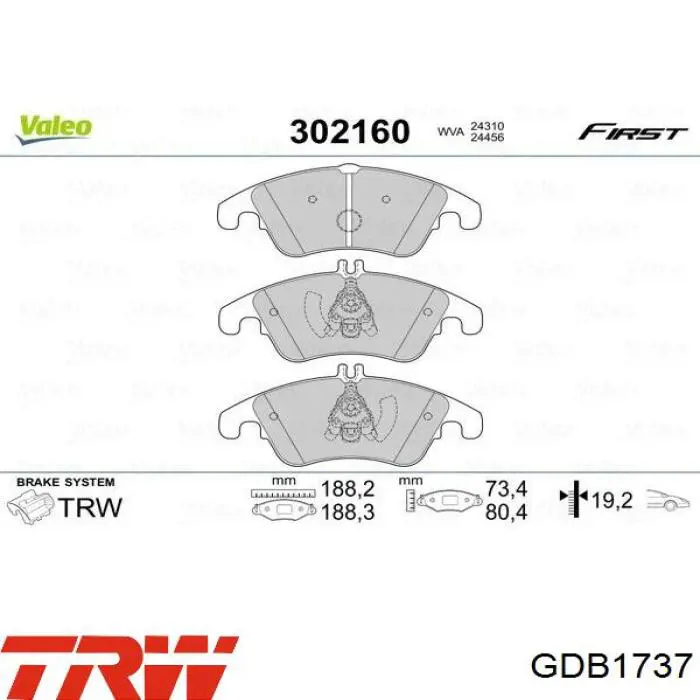 GDB1737 TRW Pastillas delanteras