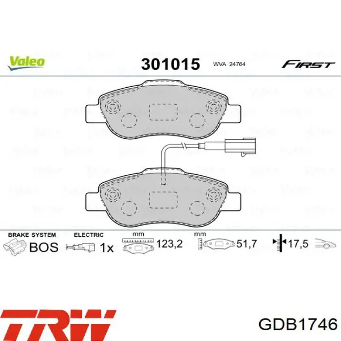 Pastillas de freno delanteras TRW GDB1746