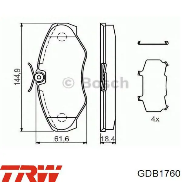 GDB1760 TRW Pastillas delanteras