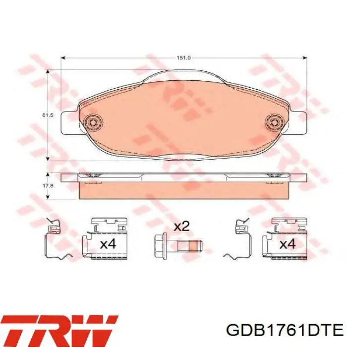GDB1761DTE TRW Pastillas delanteras