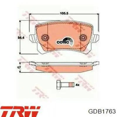 Pastillas de freno traseras GDB1763 TRW