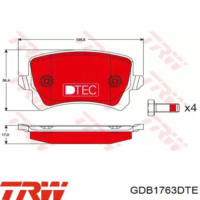 Comprar GDB1763DTE TRW Pastillas de freno traseras