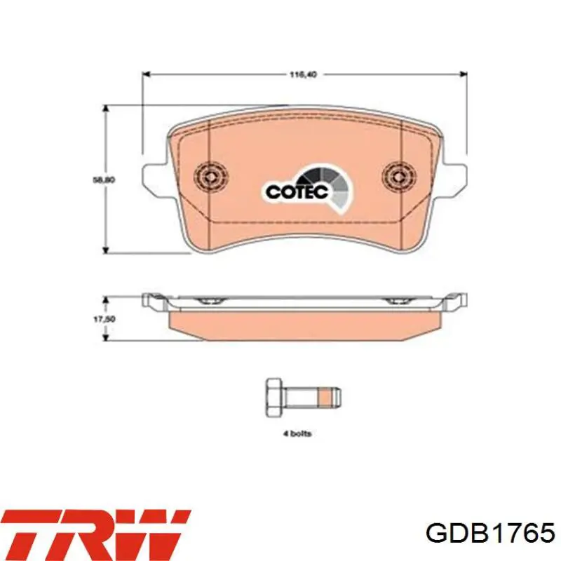 Comprar GDB1765 TRW Pastillas de freno traseras