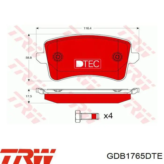 Comprar GDB1765DTE TRW Pastillas de freno traseras