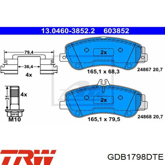 GDB1798DTE TRW pastillas de freno delanteras