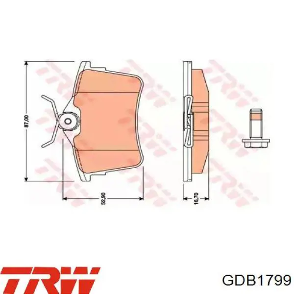 Pastillas de freno traseras GDB1799 TRW