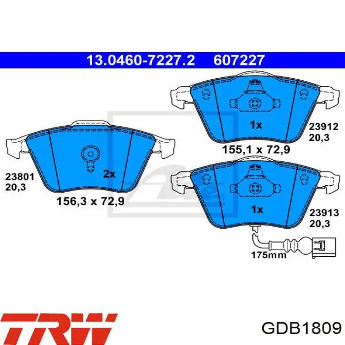 Comprar GDB1809 TRW Pastillas delanteras de freno