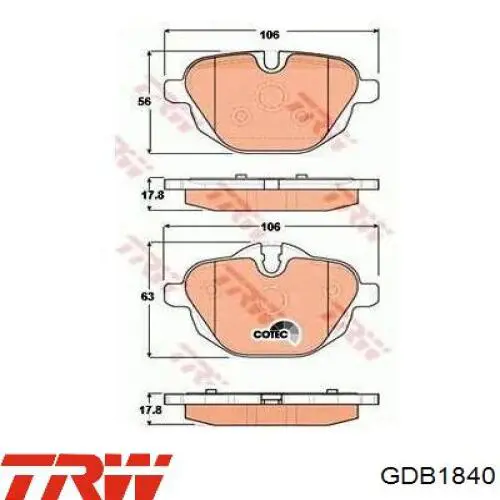 Comprar GDB1840 TRW Pastillas de freno traseras