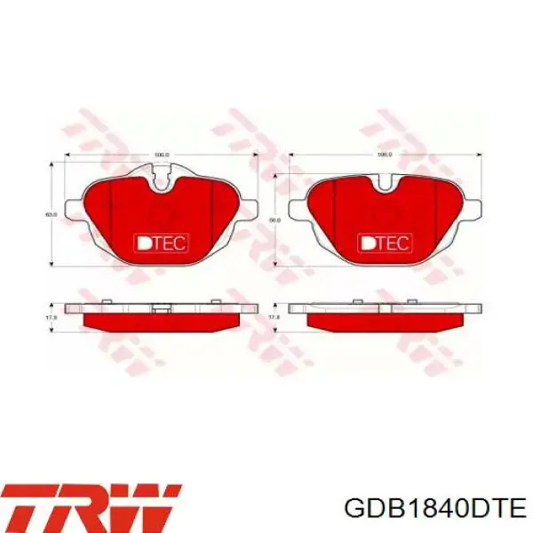 Comprar GDB1840DTE TRW Pastillas de freno traseras