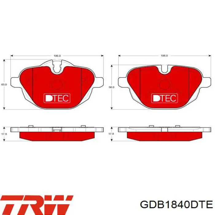 GDB1840DTE TRW Pastillas freno traseras