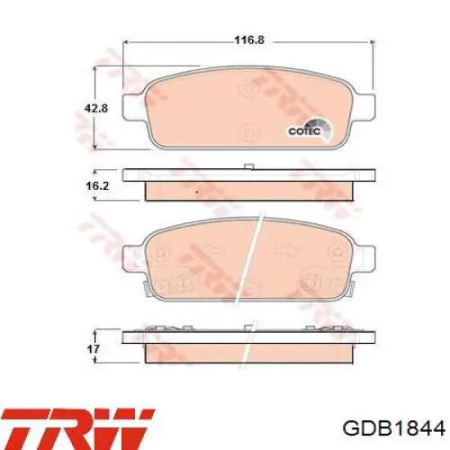 Pastillas traseras TRW GDB1844