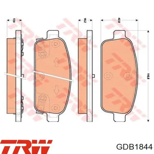 Comprar GDB1844 TRW Pastillas de freno traseras