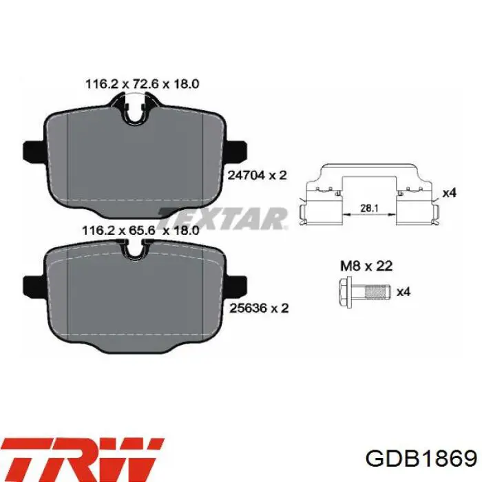 GDB1869 TRW pastillas de freno traseras