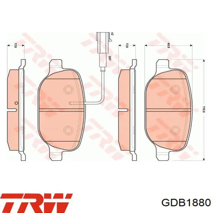 Pastillas de freno GDB1880 TRW