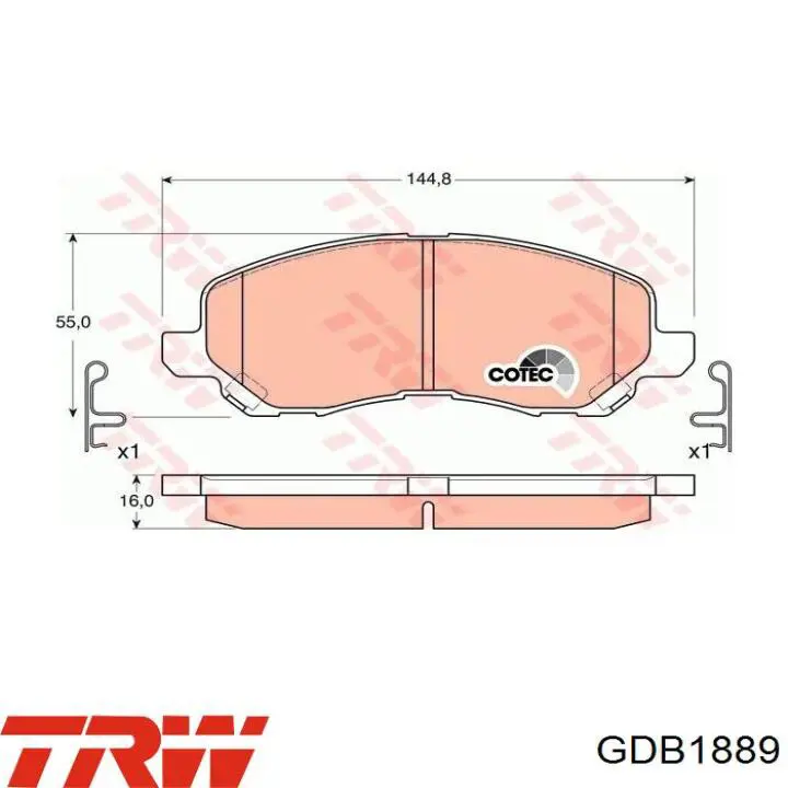 Comprar GDB1889 TRW Pastillas delanteras de freno
