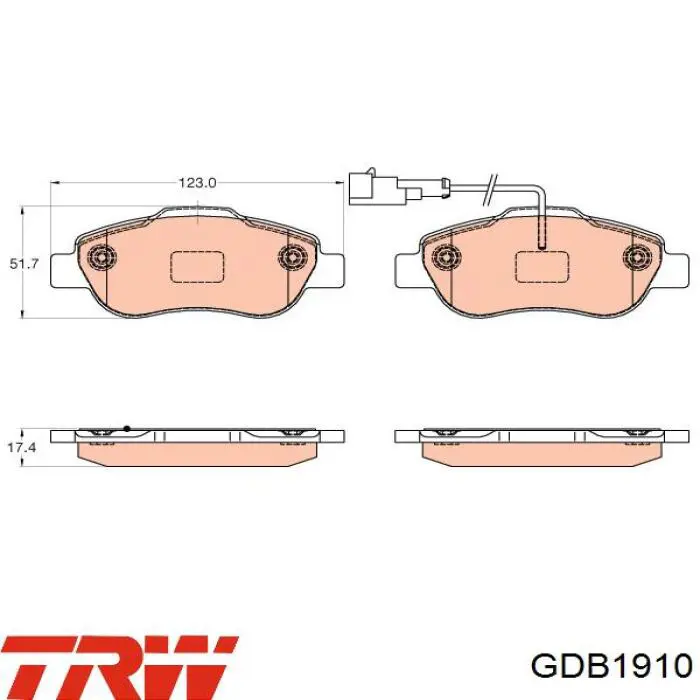 GDB1910 TRW pastillas de freno delanteras