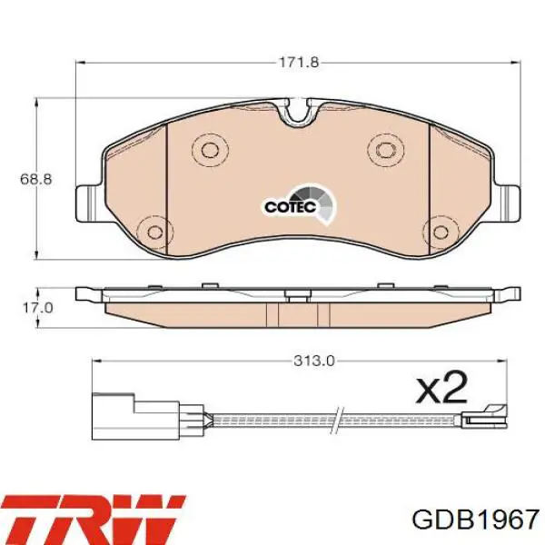 GDB1967 TRW pastillas de freno delanteras