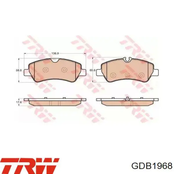 Pastillas de freno traseras GDB1968 TRW