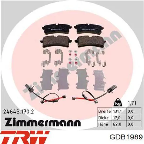 GDB1989 TRW pastillas de freno traseras