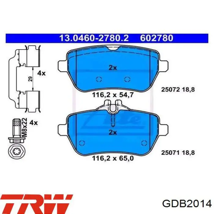 GDB2014 TRW Pastillas freno traseras