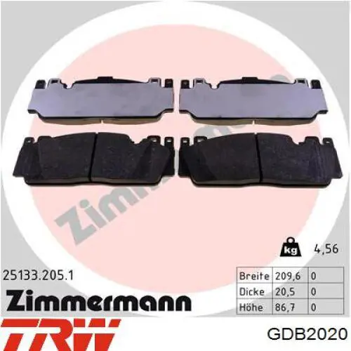 Comprar GDB2020 TRW Pastillas delanteras de freno