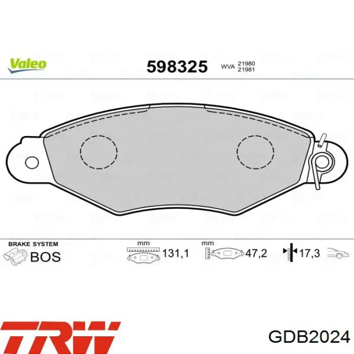 Comprar GDB2024 TRW Pastillas delanteras de freno