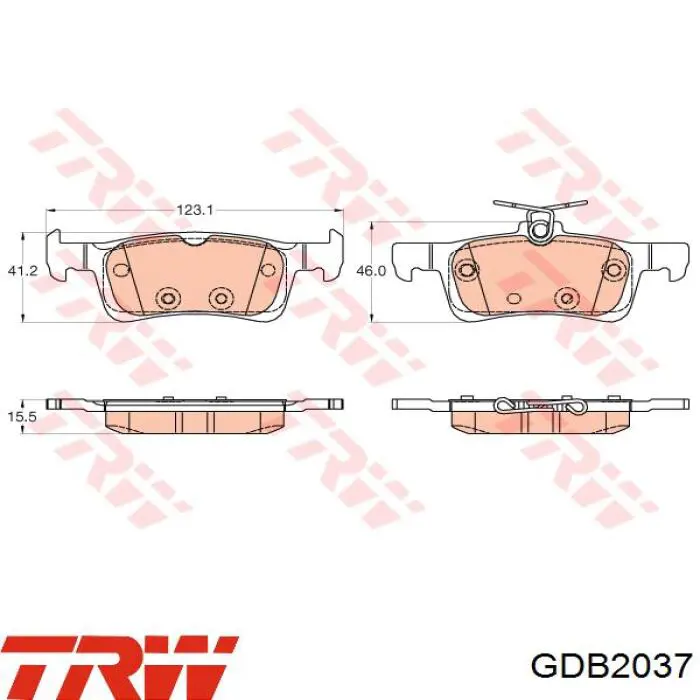 GDB2037 TRW pastillas de freno traseras