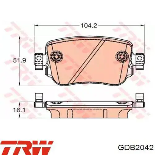 GDB2042 TRW Pastillas freno traseras