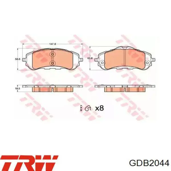 GDB2044 TRW pastillas de freno delanteras