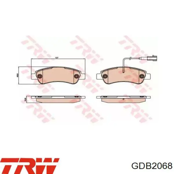 Comprar GDB2068 TRW Pastillas de freno traseras