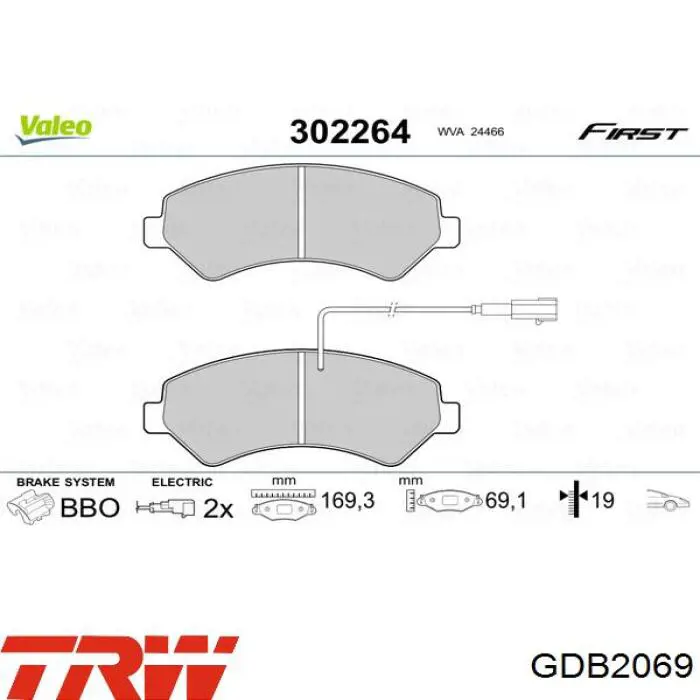 GDB2069 TRW Pastillas delanteras