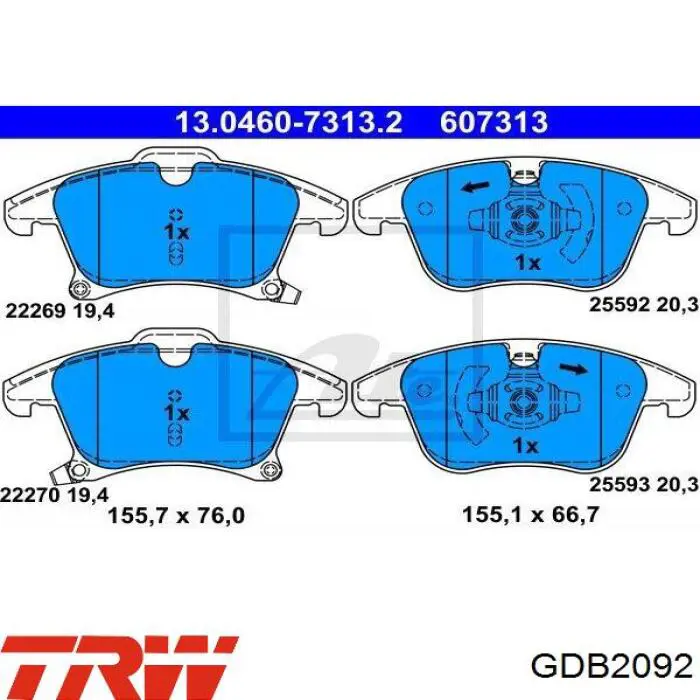 GDB2092 TRW pastillas de freno delanteras