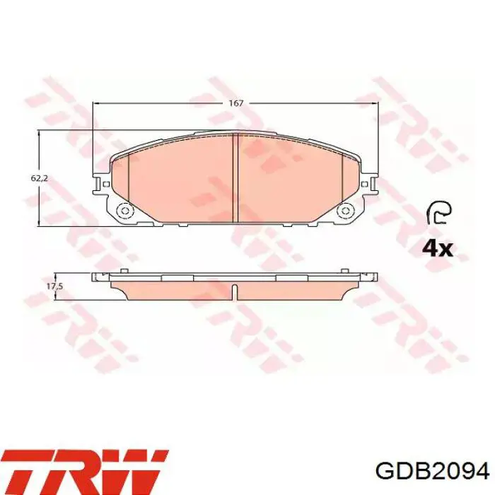 Comprar GDB2094 TRW Pastillas delanteras de freno