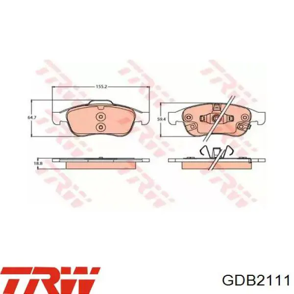 Comprar GDB2111 TRW Pastillas delanteras de freno