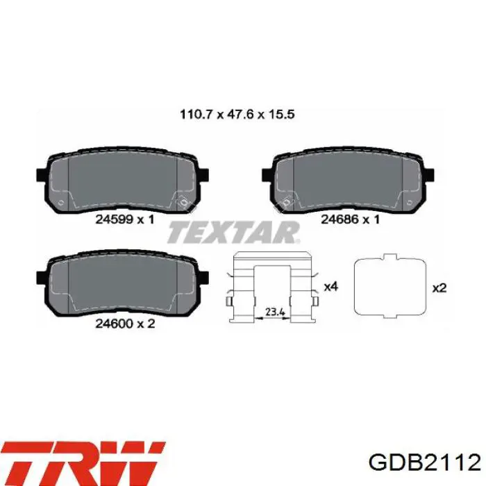 Comprar GDB2112 TRW Pastillas de freno traseras
