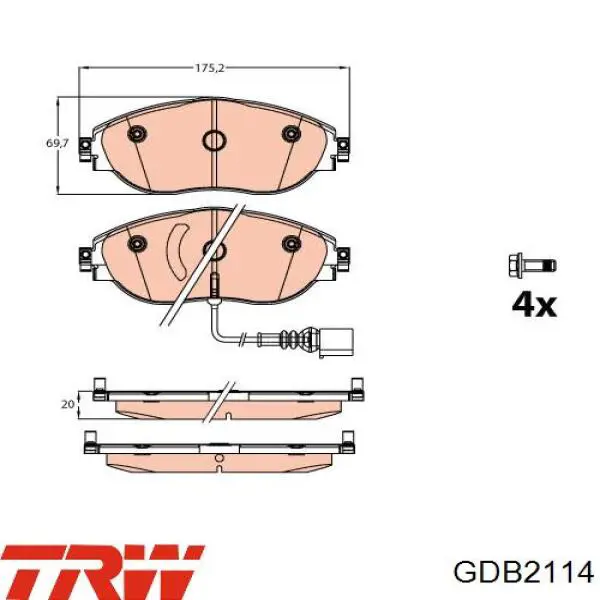 GDB2114 TRW pastillas de freno delanteras