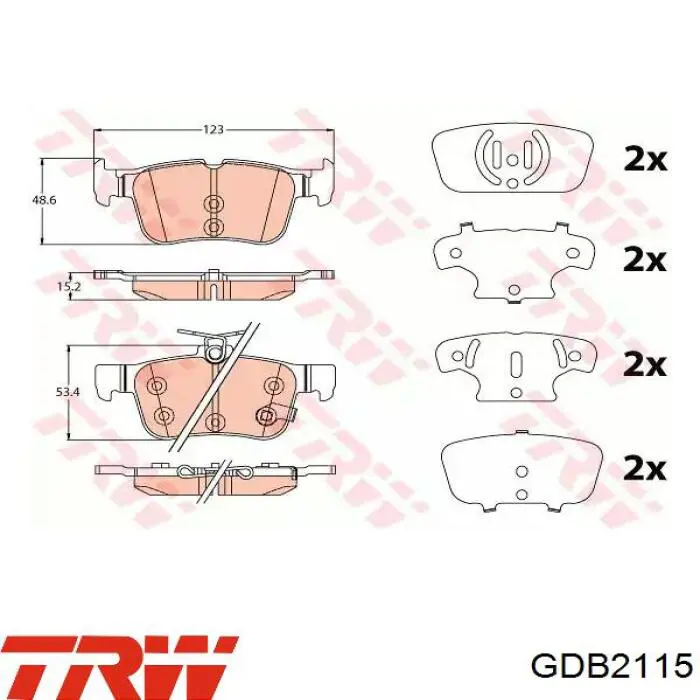 GDB2115 TRW pastillas de freno traseras