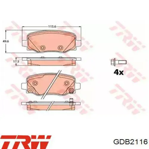 Pastillas de freno traseras 2AMV4101AA Chrysler