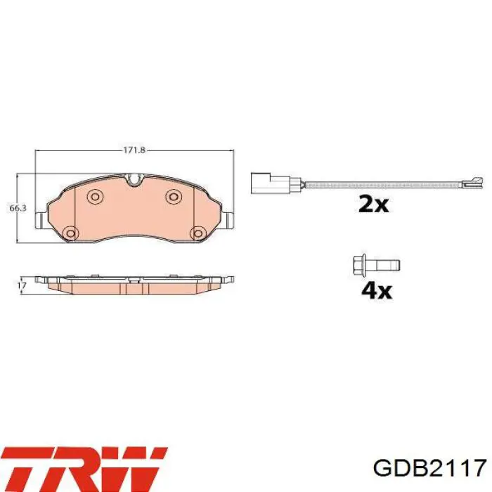 GDB2117 TRW pastillas de freno delanteras