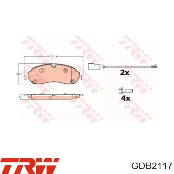 Comprar GDB2117 TRW Pastillas delanteras de freno