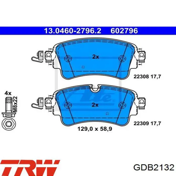 Comprar GDB2132 TRW Pastillas de freno traseras