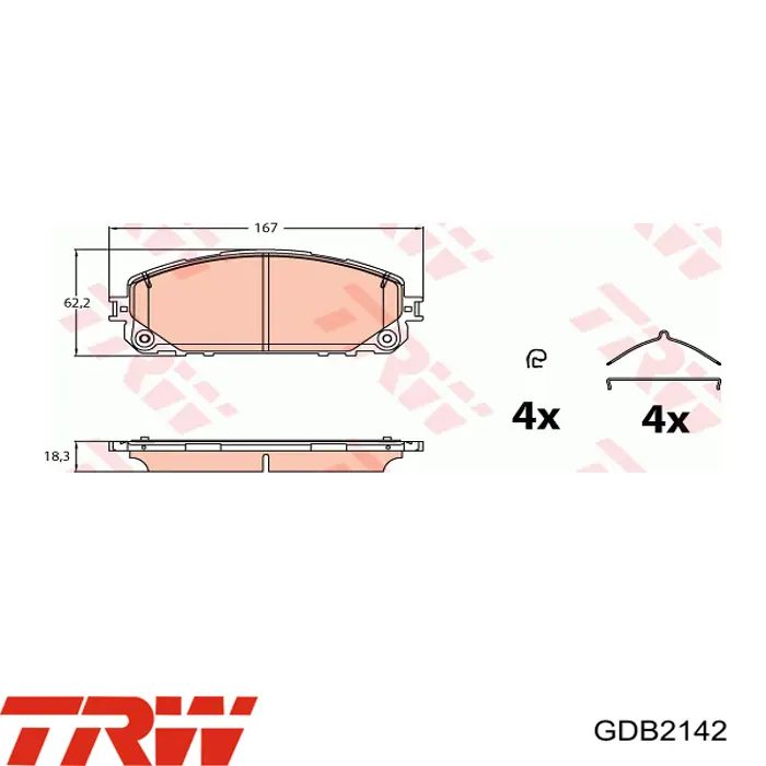 Comprar GDB2142 TRW Pastillas delanteras de freno