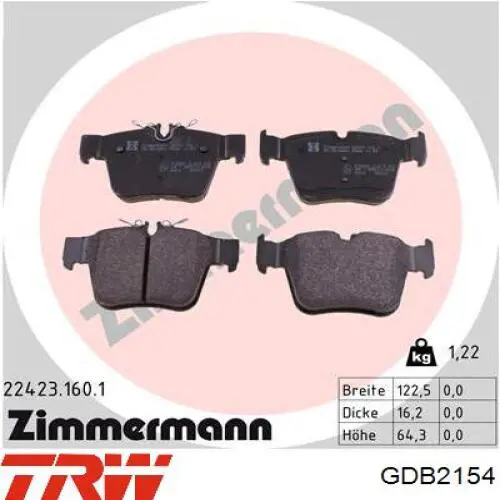 Comprar GDB2154 TRW Pastillas de freno traseras