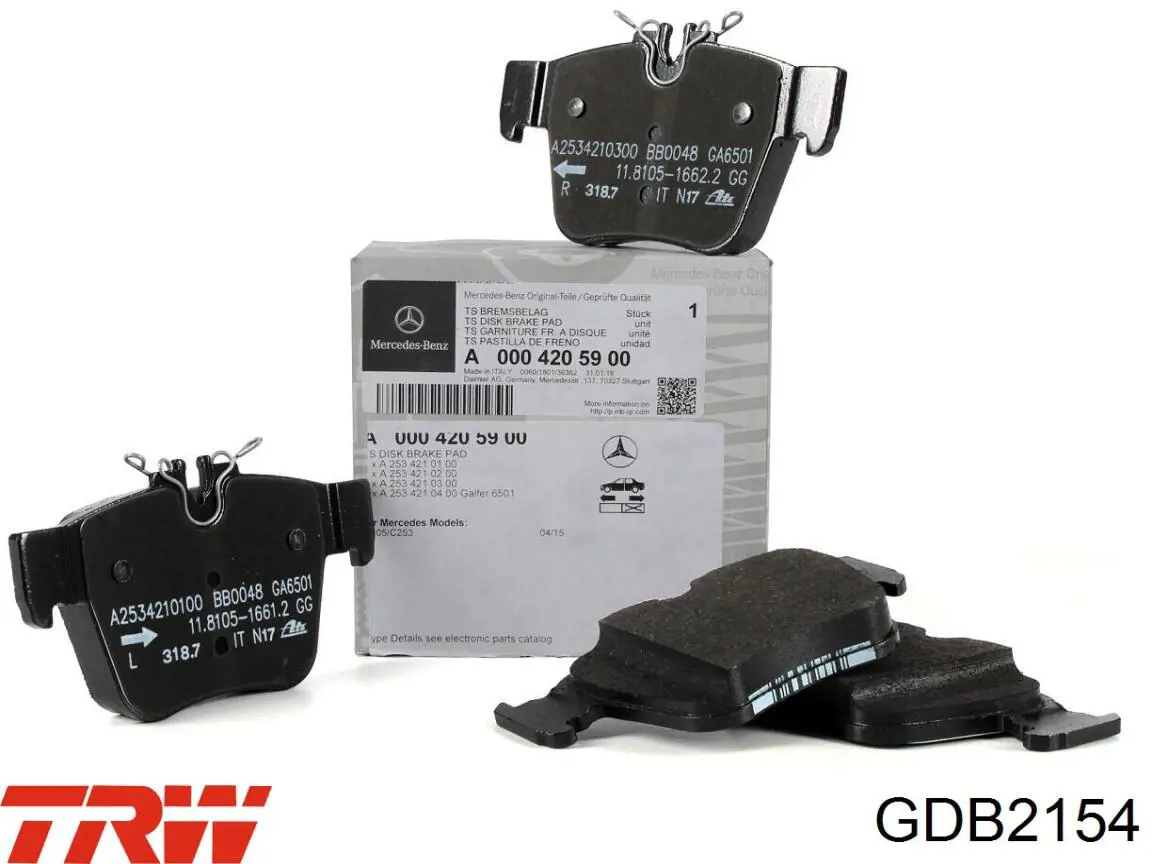 Pastillas de freno traseras GDB2154 TRW