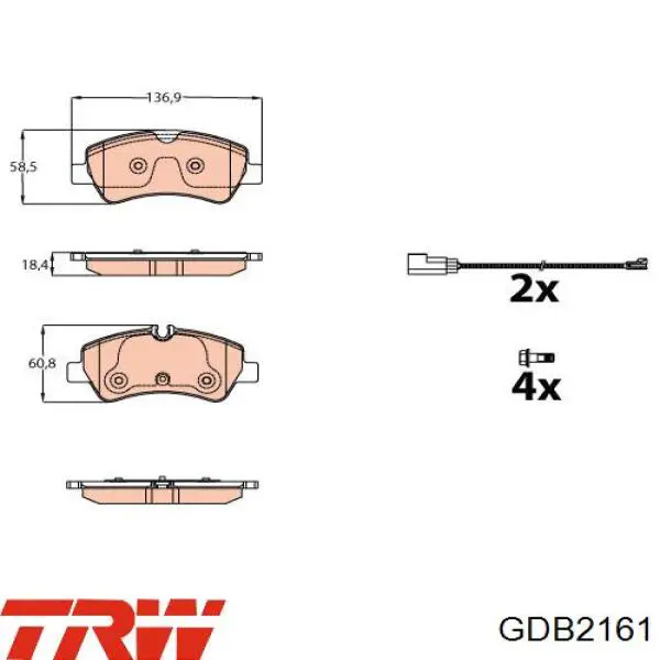 GDB2161 TRW pastillas de freno traseras